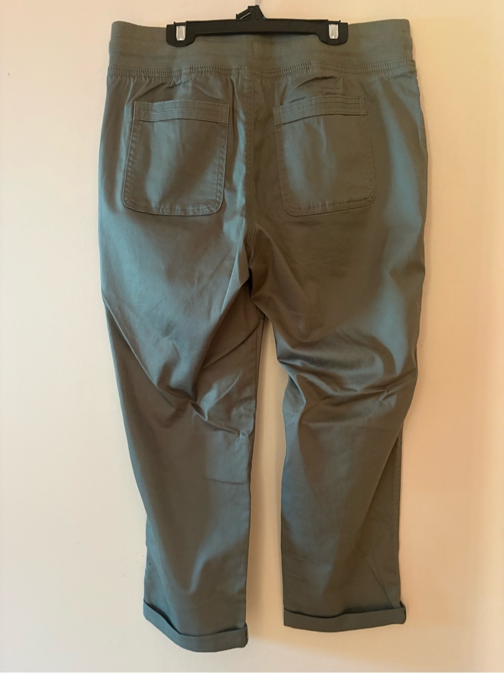 Warehouse One Olive Green Cropped relaxed, Drawstring Pants, women’s Sz M. - Picture 3 of 9